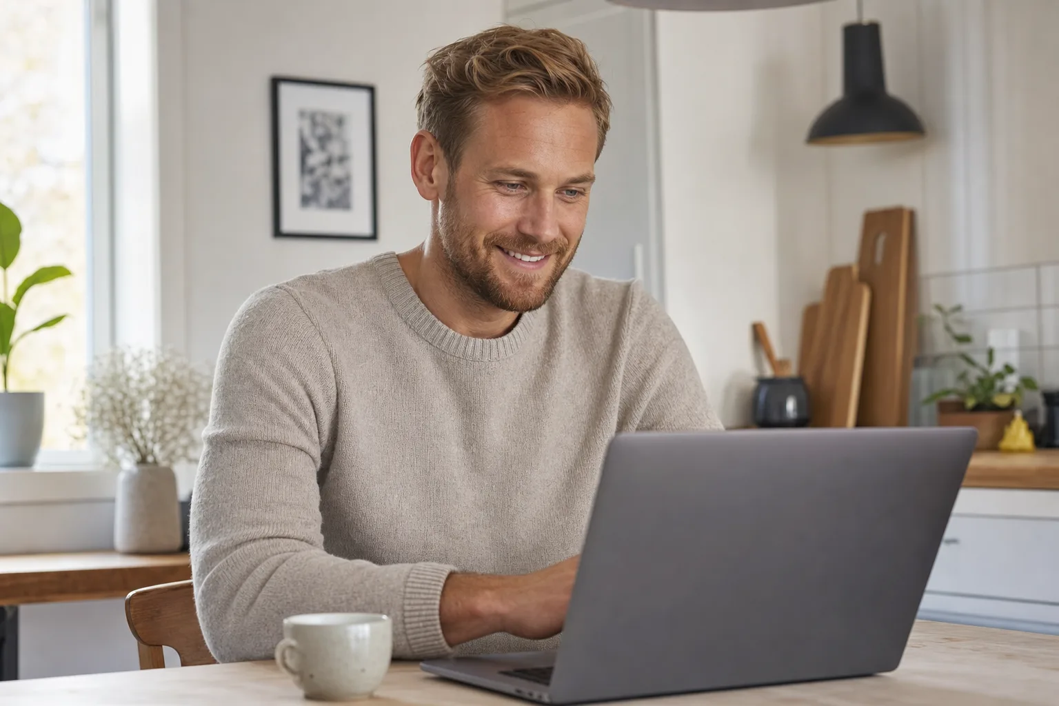 Person hittar bra erbjudande på laptop