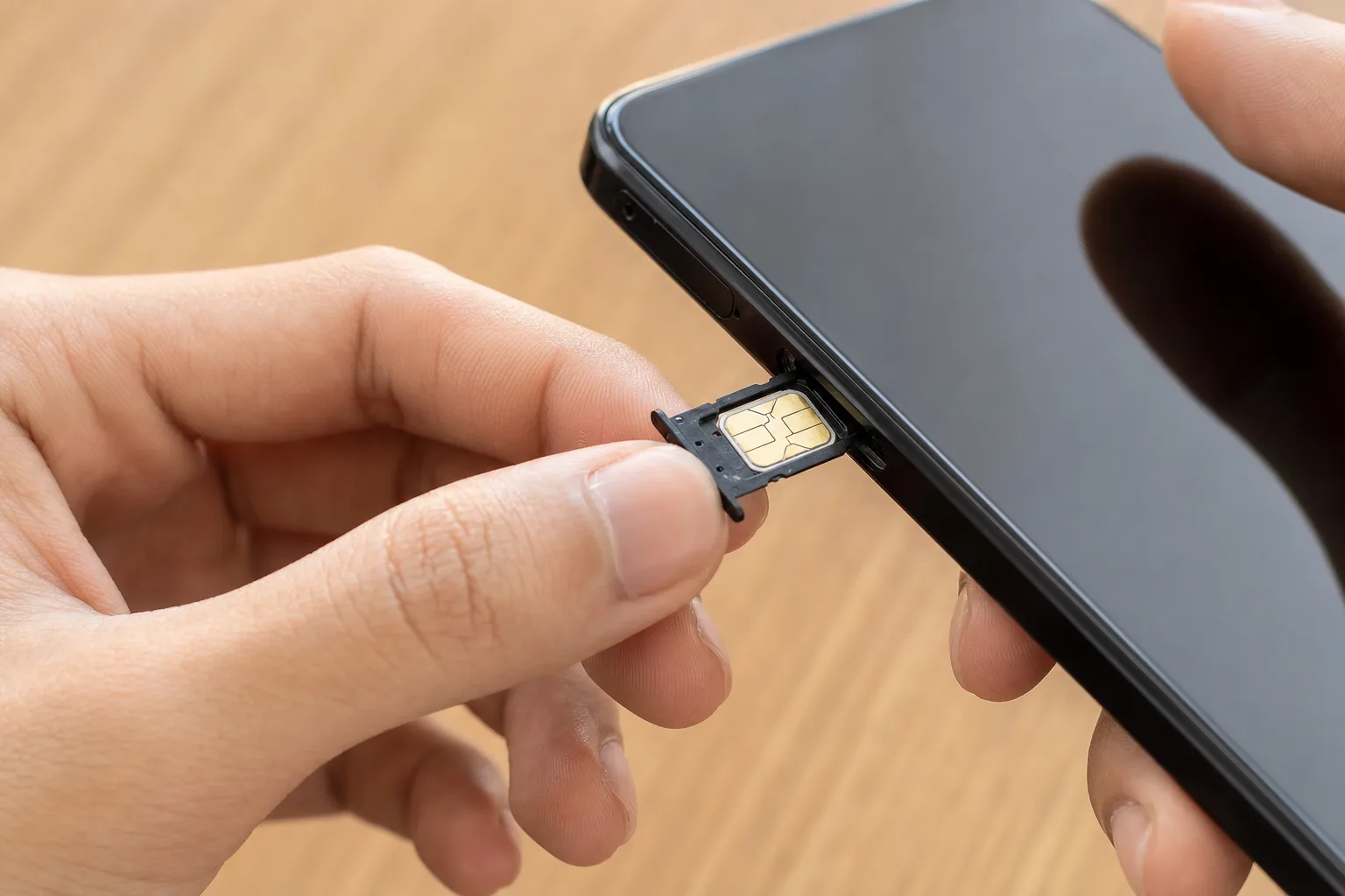 Smartphone med insatt SIM-kort