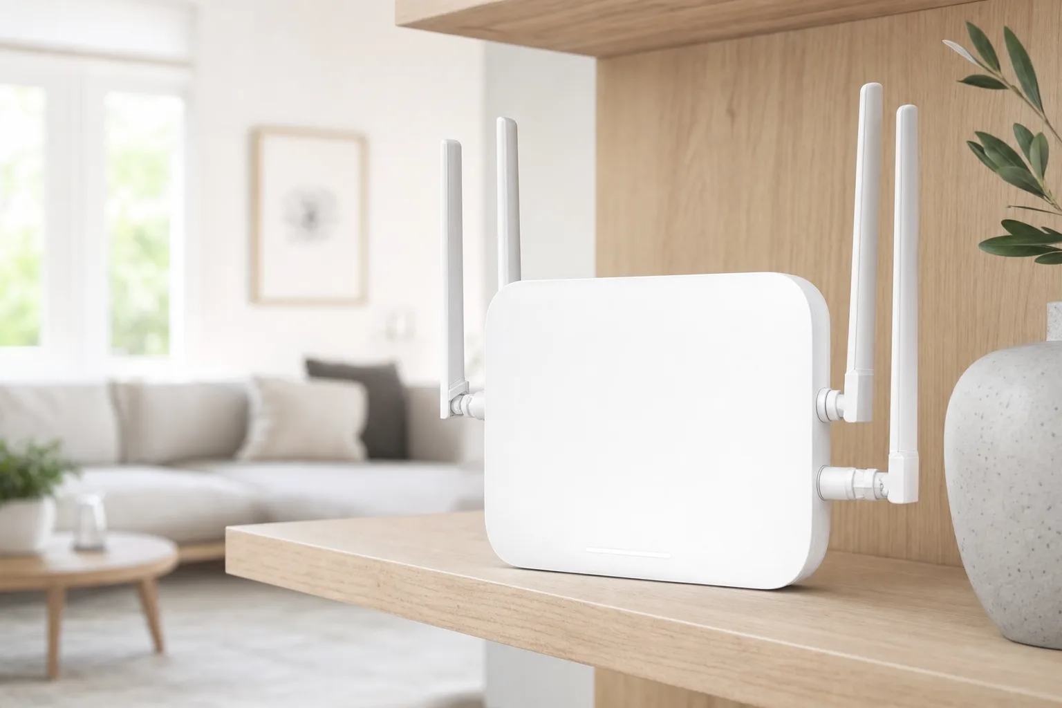 Modern 4G/5G-router på hylla