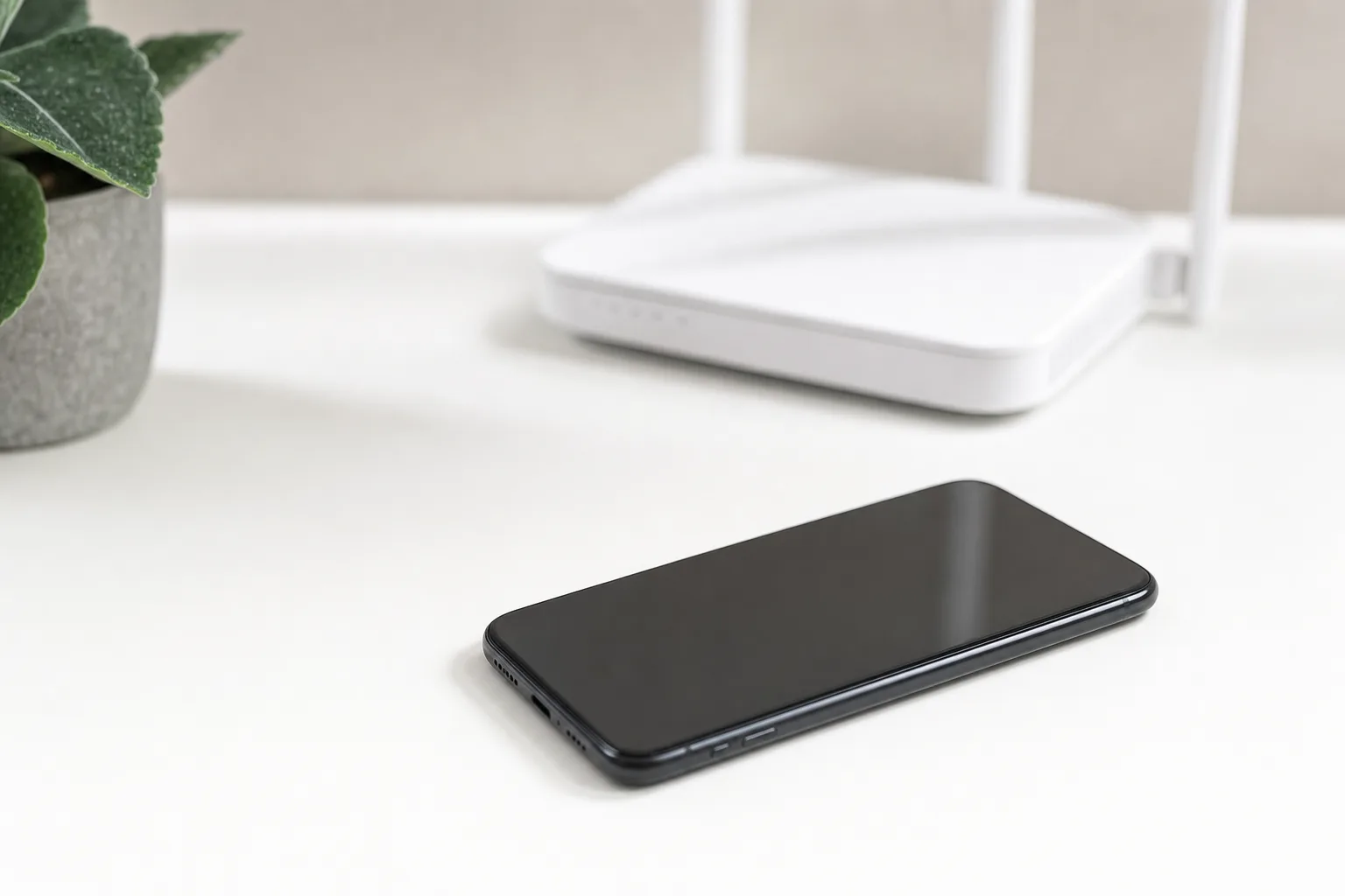 Minimalistisk smartphone-uppställning